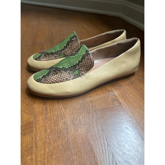 Fitflop Lena Tan Snake Leather Loafers Sz 10 - Picture 4 of 7